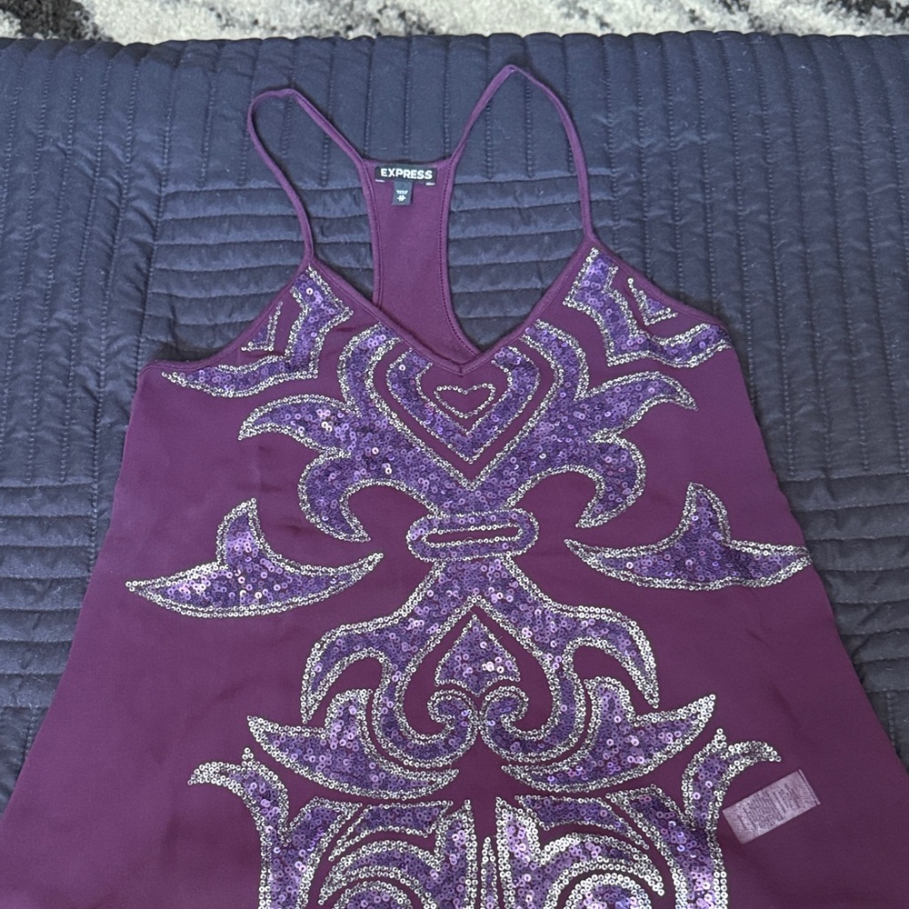 Express Purple Sequin Tank Top